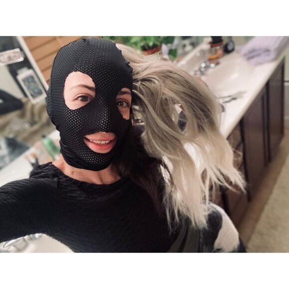 🆕Women Black Lace Hole Face Mask Gothic Sexy Halloween Spandex Cosplay Mask - Picture 4 of 6